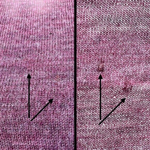 Knitted & Knotted Wool Ruffle Detail 3/4 Sleeve Sweater Top, Size S, Purple - Picture 13 of 13